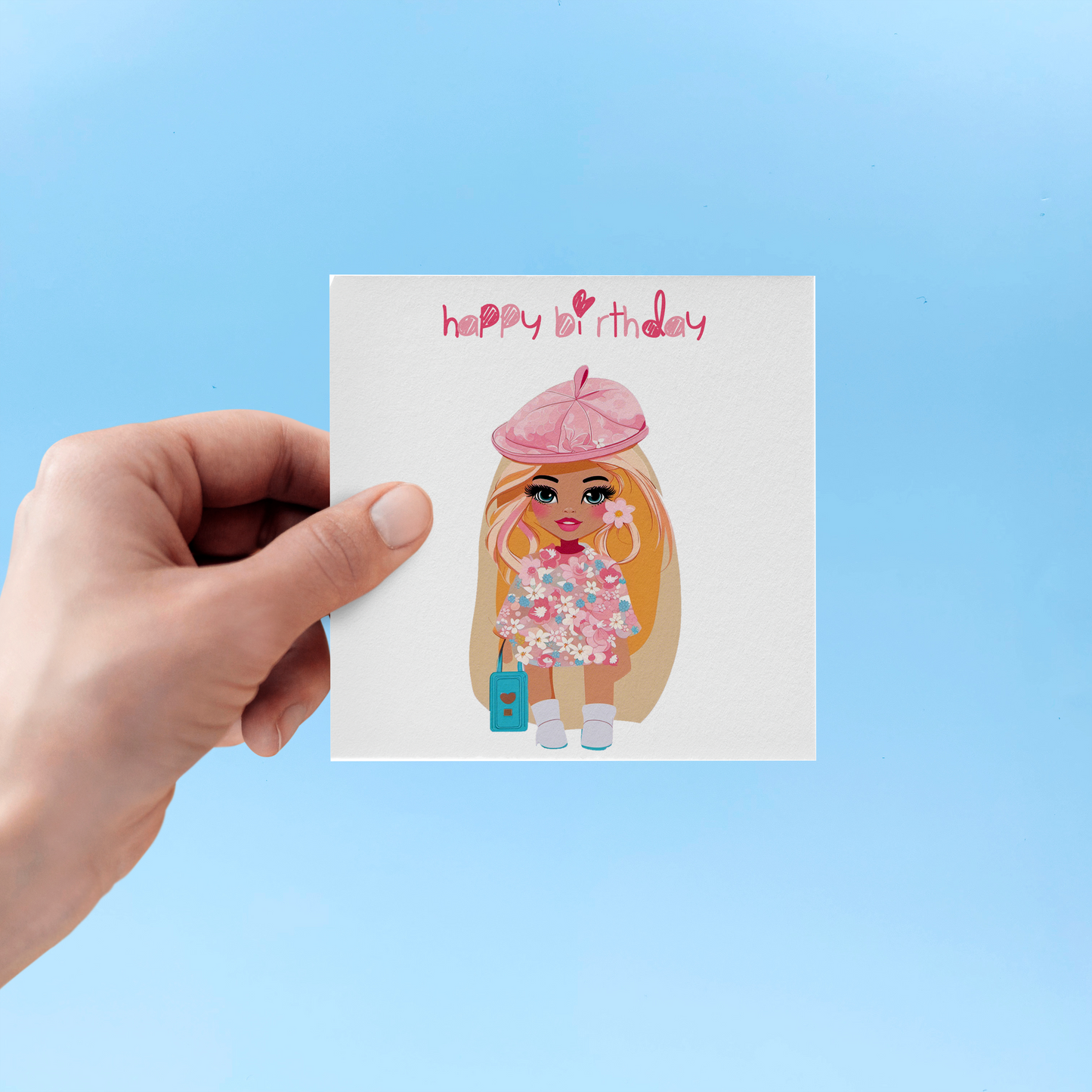 Pink B greeting card