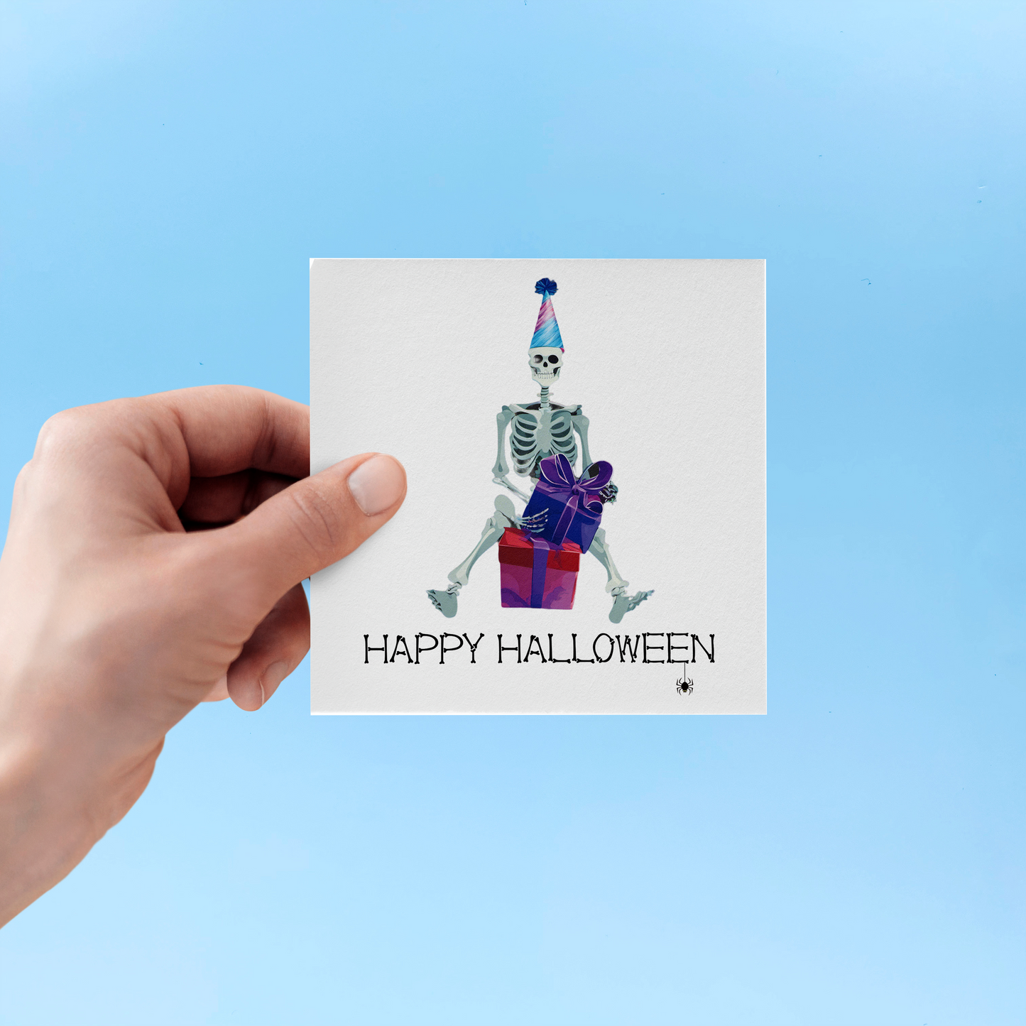 Spooky skeleton greeting card