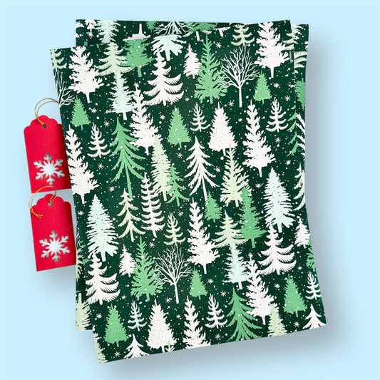 Evergreen holiday wrapping paper & gift tags (2 Sheets)