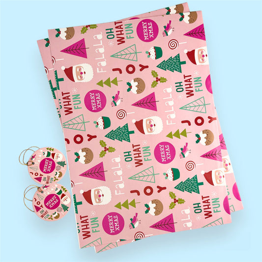 Holiday wrapping paper & gift tags (2 Sheets)